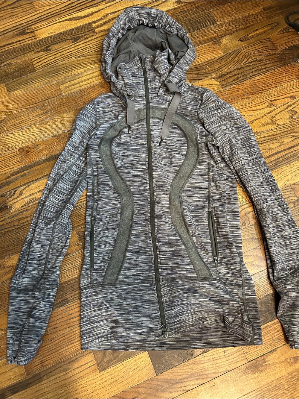 lululemon athletica Gray Marled Hooded Zip Jacket